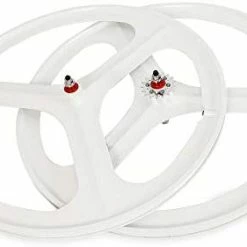 Promo 😀 700c 3-Spoke Single Speed Fixie Bicycle Wheel Front & Rear Set White Wheel Set Of Front & Rear ⭐
