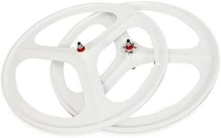 Promo π 700c 3-Spoke Single Speed Fixie Bicycle Wheel Front & Rear Set White Wheel Set Of Front & Rear β