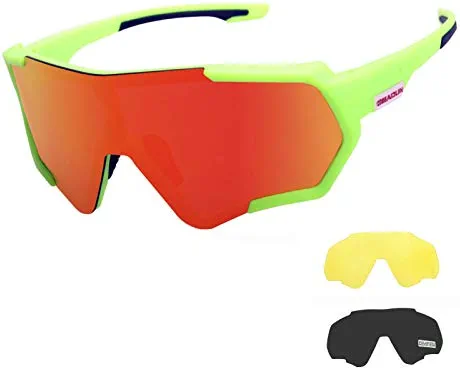 Best reviews of π₯° Sports π Sunglasses Polarized Cycling Glasses With 3 Interchangeable Lenses For Cycling, βΎ Baseball,Fishing, Ski Running,Golf Green β