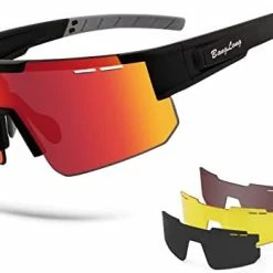 Flash Sale 🌟 BangLong Cycling 👓 Sunglasses, UV 400 Eye Protection Polarized ⚾ Baseball Sports Running Bike Glasses For Men 👩 Women Gold-3 Lens 🧨