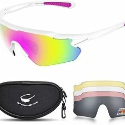 Coupon 😍 Cycling Glasses With 5 Lenses, UV400 Polarized Sports 👓 Sunglasses With TR90 Frame Yellow-silver 😀