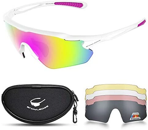 Coupon π Cycling Glasses With 5 Lenses, UV400 Polarized Sports π Sunglasses With TR90 Frame Yellow-silver π