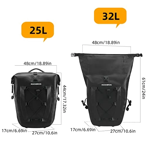Budget π Bike Panniers Waterproof Bike Rear Rack Bag Max 30L Large Capacity Bike Rear Panniers For Cycling Traveling Commuting Yellow*1 β¨ - Image 5