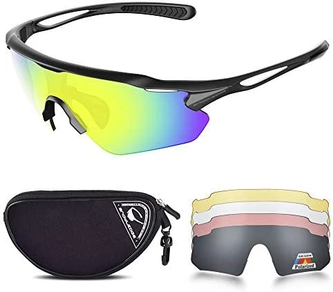 Coupon π Cycling Glasses With 5 Lenses, UV400 Polarized Sports π Sunglasses With TR90 Frame Yellow-silver π - Image 2