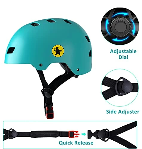 Deals β€οΈ Skateboard Bike Helmet,Multi-Sport For Scooter Skating Rollerblading Cycling,Adjustable 3 Sizes For Adult,Youth & Kids Mint Gr π - Image 3