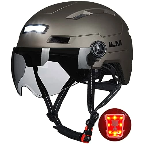 New π Adult Bike Helmet With USB Rechargeable LED Front And Back Light Mountain&Road Bicycle Helmets For Men π© Women Removable Goggle Cycling Helmet For Commuter Urban Scooter(Titanium, Large/X-Large) βοΈ