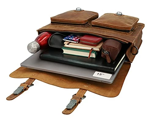 Promo π Rack Bag Leather - Marc Pannier Bag Porter Briefcase Messenger Bag Carrier Bag Laptop Bag In Vintage Brown 2 In 1 Shoulder Bag And Bike Bag With Shoulder Strap π - Image 4