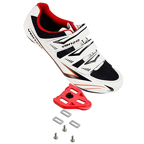 Wholesale π Venzo Bicycle Men's Road Cycling Riding π Shoes - 3 Straps- Compatible With Delta Shimano SPD & Look ARC Delta - Perfect For Road Racing Bikes White Color π