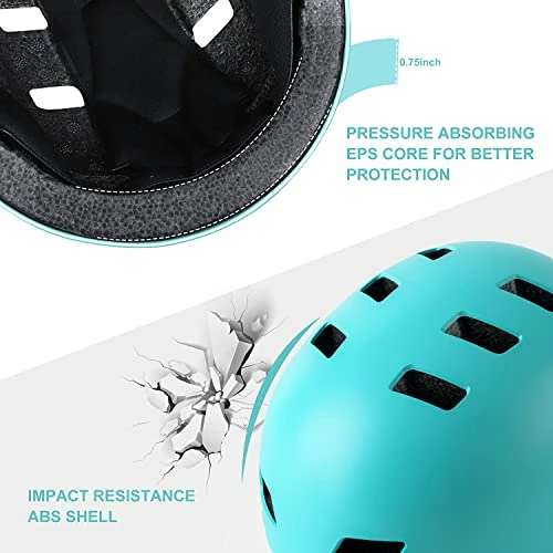 Deals β€οΈ Skateboard Bike Helmet,Multi-Sport For Scooter Skating Rollerblading Cycling,Adjustable 3 Sizes For Adult,Youth & Kids Mint Gr π - Image 4