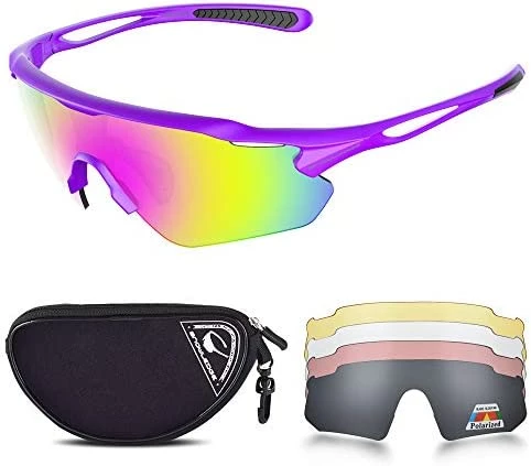 Coupon π Cycling Glasses With 5 Lenses, UV400 Polarized Sports π Sunglasses With TR90 Frame Yellow-silver π - Image 7