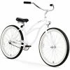 Discount 🥰 Urban Lady Beach Cruiser Bicycle (24-Inch, 26-Inch, And EBike) White W/ Black Sea 🥰