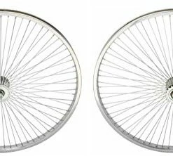 Cheap 🥰 Chrome 26" 144 Spoke Wheel Set. Front And Back Coaster Wheel 🔥