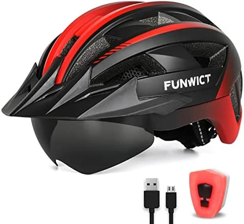 Best reviews of π Adult Bike Helmet With Visor And Goggles For Men π© Women Mountain Road Bicycle Helmet Rechargeable Rear Light Cycling Helmet Mixpurple π₯ - Image 12