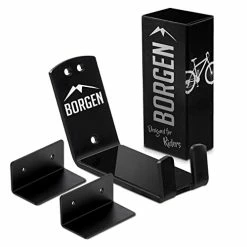 Budget 😍 Borgen Bike Wall Mount Pedal Hook For E-bikes, MTB & Road Bicycle Wall Mount With Support Brackets And Wall Protection Pads, Suitable As Bike Rack Garage Bike Storage Shed And Bicycle Storage Indoor Black 🔥