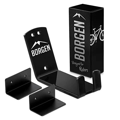 Budget π Borgen Bike Wall Mount Pedal Hook For E-bikes, MTB & Road Bicycle Wall Mount With Support Brackets And Wall Protection Pads, Suitable As Bike Rack Garage Bike Storage Shed And Bicycle Storage Indoor Black π₯