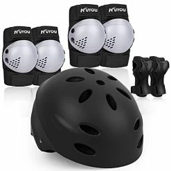 Buy ⌛ Kid's Protective Gear Set,Roller Skating Skateboard BMX Scooter Cycling Protective Gear Pads (Knee Pads+Elbow Pads+Wrist Pads+ Helmet) Black 💯