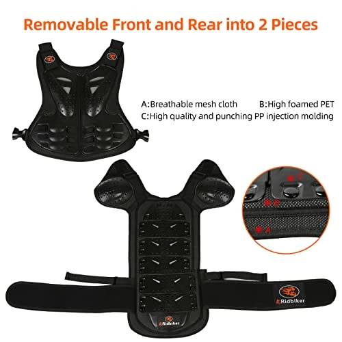 Hot Sale ๐ Kids Dirt Bike Body Chest Spine Protector Vest Gear For Motocross Motorcycle Armor Vest Shoulder Elbow Knee Shin Guard Pads Kids Dirt Bike Gear Silver ๐ - Image 3