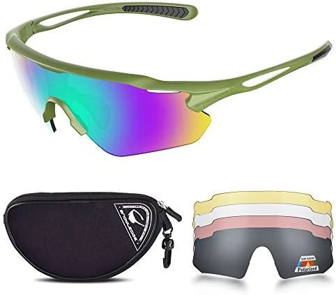 Coupon π Cycling Glasses With 5 Lenses, UV400 Polarized Sports π Sunglasses With TR90 Frame Yellow-silver π - Image 6
