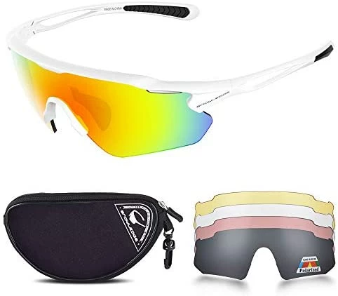 Coupon π Cycling Glasses With 5 Lenses, UV400 Polarized Sports π Sunglasses With TR90 Frame Yellow-silver π - Image 8