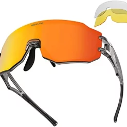 Budget ✨ Cycling 👓 Sunglasses, UV 400 Eye Protection Polarized Eyewear For Men 👩 Women Imitation Red Lens 🧨