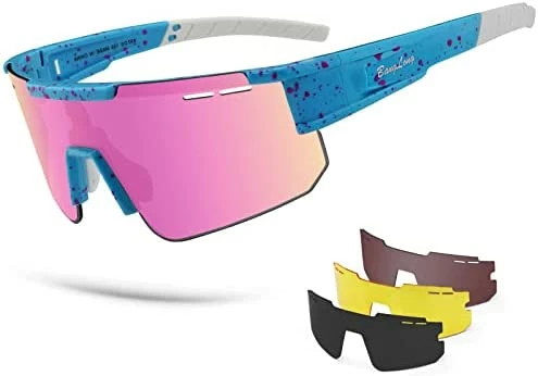 Flash Sale π BangLong Cycling π Sunglasses, UV 400 Eye Protection Polarized βΎ Baseball Sports Running Bike Glasses For Men π© Women Gold-3 Lens 𧨠- Image 6