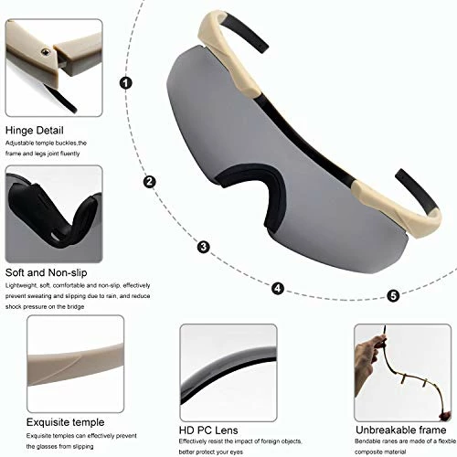 New 𧨠Tactical Glasses With 3 Interchangeable Lenses , Anti Fog Shooting Glasses Unisex π Sunglasses For Cycling Compact Olive π - Image 2