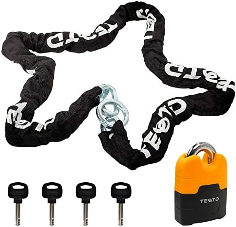 Budget π€© Motorcycle Chain Lock 4feet/120cm Long Heavy Duty Anti Theft Bike Chain Locks Security 10mm Thick Chain With Bright-Colored Lock,Cut Proof Moped Lock With 4 Keys For Bicycle,Scooter(Updated Version) π - Image 4
