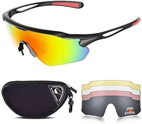 Coupon π Cycling Glasses With 5 Lenses, UV400 Polarized Sports π Sunglasses With TR90 Frame Yellow-silver π - Image 3