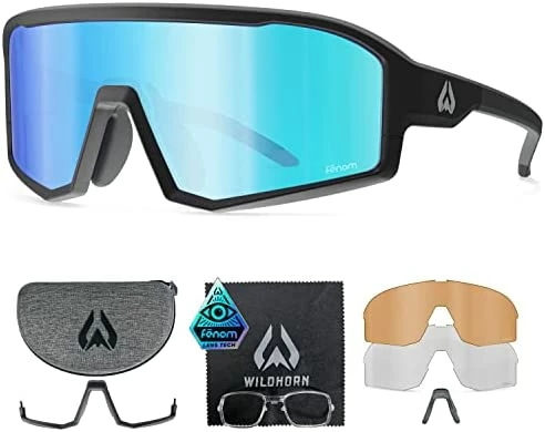 Best Sale π Horn Radke MTB Cycling Glasses, UV400 Sports π Sunglasses, Cycling π Sunglasses For Men With 3 Interchangeable Lenses Stealth Iceb π - Image 10