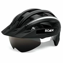 Promo ⭐ Road Bike Helmet - Durable Helmets For Adults With Sun Visor, LED Light And Detachable Magnetic Goggles - Adjustable Size - Mountain Bicycle Helmet For Adult Men & 👩 Women Black 🛒
