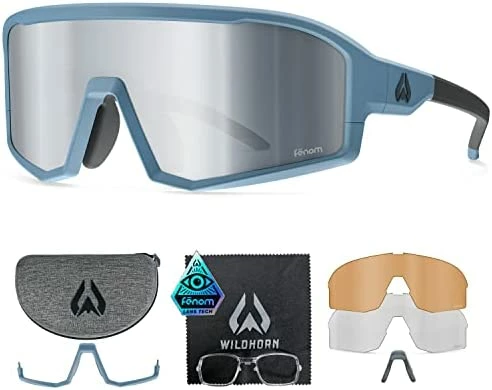 Best Sale π Horn Radke MTB Cycling Glasses, UV400 Sports π Sunglasses, Cycling π Sunglasses For Men With 3 Interchangeable Lenses Stealth Iceb π - Image 9