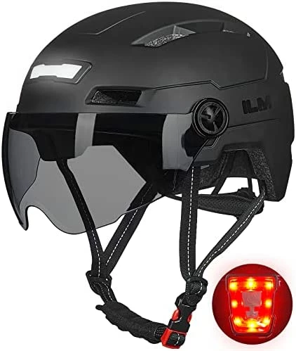 New π Adult Bike Helmet With USB Rechargeable LED Front And Back Light Mountain&Road Bicycle Helmets For Men π© Women Removable Goggle Cycling Helmet For Commuter Urban Scooter(Titanium, Large/X-Large) βοΈ - Image 9