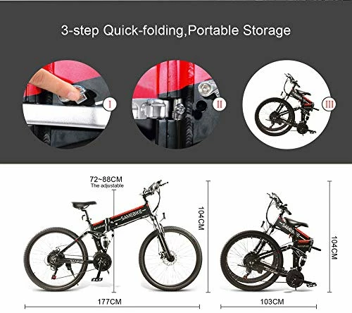 Promo π Folding Electric Bike For Adults, 500W Folding Electric Mountain Bike 26'' Ebike, 22MPH Adult Electric Bicycle With 48V 10.4A Removable Battery, Up To 55 Miles, Shimano 21 Speed Gears Bicycle Lo26-black π - Image 4