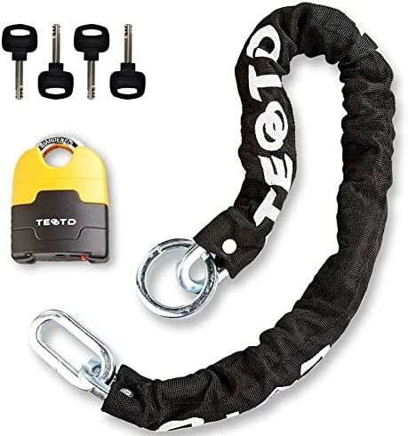 Budget π€© Motorcycle Chain Lock 4feet/120cm Long Heavy Duty Anti Theft Bike Chain Locks Security 10mm Thick Chain With Bright-Colored Lock,Cut Proof Moped Lock With 4 Keys For Bicycle,Scooter(Updated Version) π
