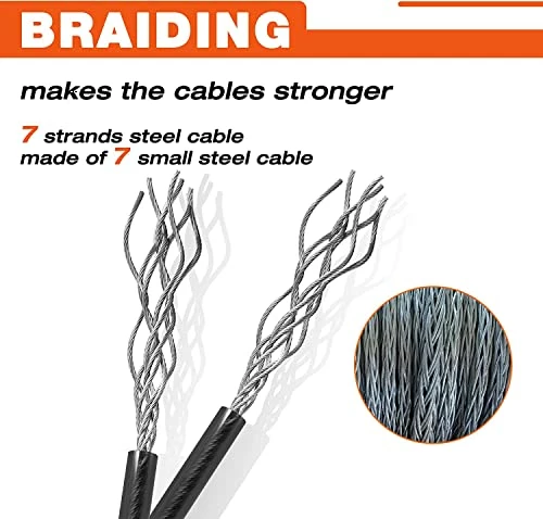 Coupon 💯 Bike Lock Cable, 7FT Braided Steel Cable, PVC 🧥 Coated With Double Looped End, For Padlocks, Disk Locks And U-Locks 💯 - Image 4