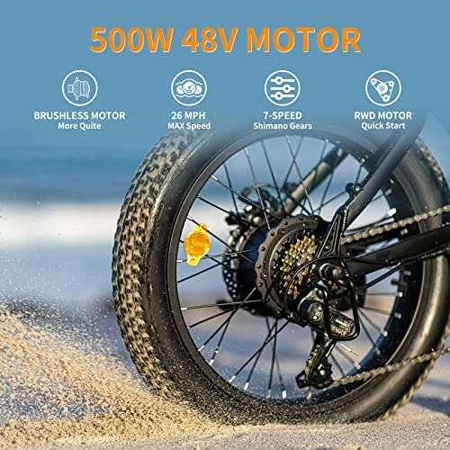 Flash Sale β EB7 2.0 Electric Bike For Adults, 500W Motor 20MPH Max Speed, 48V 10AH Removable Battery, 20" Fat Tire Foldable Electric Bike With Dual Shock Absorber, And Shimano 7-Speed Electric Bicycles White π― - Image 4