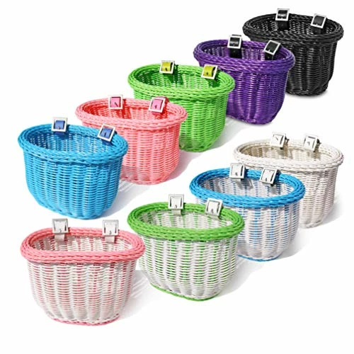 Promo π 01617 Front Handle Bar Kids Bike Basket, All Weather, Water Resistant, Adjustable Leather Straps, Food-Contact Safe, Purp β¨ - Image 2