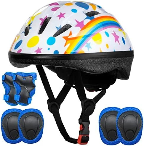 Budget ๐ Kids Helmet Adjustable For Kids Ages 3-8 Years Old Boys ๐ง Girls, Toddler Helmet With Protective Sports Gear Set Knee Elbow Pads Wrist Guards For Cycling Skateboard Scooter White ๐งจ - Image 7