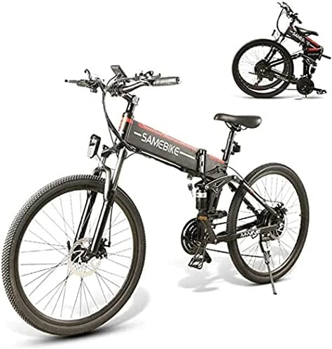 Promo π Folding Electric Bike For Adults, 500W Folding Electric Mountain Bike 26'' Ebike, 22MPH Adult Electric Bicycle With 48V 10.4A Removable Battery, Up To 55 Miles, Shimano 21 Speed Gears Bicycle Lo26-black π - Image 7