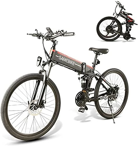 Promo π Folding Electric Bike For Adults, 500W Folding Electric Mountain Bike 26'' Ebike, 22MPH Adult Electric Bicycle With 48V 10.4A Removable Battery, Up To 55 Miles, Shimano 21 Speed Gears Bicycle Lo26-black π