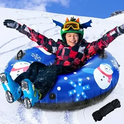 Best Sale 🧨 Inflatable Snow Tube Sled For Kids And Adults, 48'' Durable Heavy Duty Snow Sled With Handles, Tow Rope And Repair Kit, Winter Snow Tube For Outdoor Sport Fun, 0.8mm Thickening Wear-Resistant Material 🌟