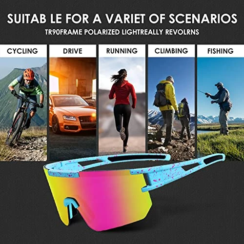 Cheap π Sunglasses Men,Polarized Sports π Sunglasses For Running Cycling Fishing,Sunglasses For Men π© Women Dark Blue Lens β€οΈ - Image 4