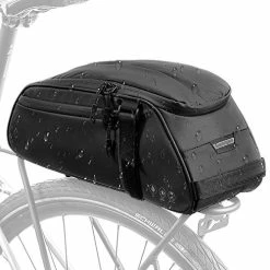New ⭐ Bike Reflective Rear Rack Bag, Water Resistant Bicycle Saddle Panniers, 8L Capacity Trunk Storage Bag, Cycling Back Seat Cargo Carrier Pouch With Shoulder Strap Travel Rack Bag + Rain Cover ✨