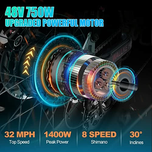 Best Sale 🔥 H6 Electric Bike Adults Folding 48V 35AH Long Range Dual Battery Ebike 750W 32MPH Motor 20" X 4 Fat Tire Electric Bicycle Shimano 8 Speed Full Suspension… 35ah-green 🛒 - Image 4