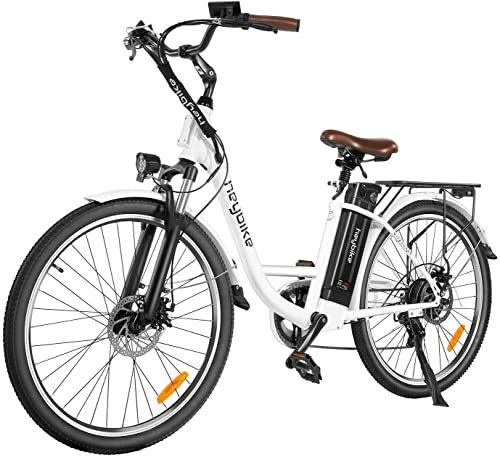 New π Cityscape Electric Bike 350W Electric City Cruiser Bicycle Up To 40 Miles Removable Battery, Shimano 7-Speed And Dual Shock Absorber, 26" Electric Commuter Bike For Adults Blac π―