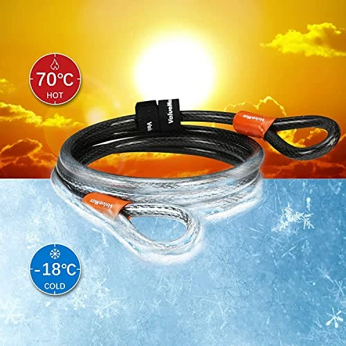 Coupon 💯 Bike Lock Cable, 7FT Braided Steel Cable, PVC 🧥 Coated With Double Looped End, For Padlocks, Disk Locks And U-Locks 💯 - Image 6