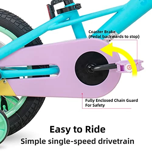 Best deal π― 12" 14" 16β Kids Bike For 2-7 Years π§ Girls 33-53 Inch Tall, π§ Girls Toddler Bicycle With Basket, Training Wheels & Coaster Brake, Rainbow Bike, Macarons π - Image 4