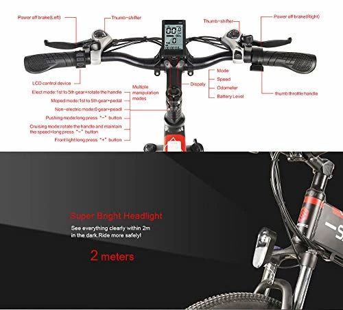 Promo π Folding Electric Bike For Adults, 500W Folding Electric Mountain Bike 26'' Ebike, 22MPH Adult Electric Bicycle With 48V 10.4A Removable Battery, Up To 55 Miles, Shimano 21 Speed Gears Bicycle Lo26-black π - Image 3