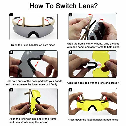 New 𧨠Tactical Glasses With 3 Interchangeable Lenses , Anti Fog Shooting Glasses Unisex π Sunglasses For Cycling Compact Olive π - Image 5