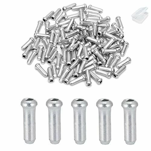 Promo 🥰 100 Pcs Cable End Crimps, Bike Cable End Caps, Alloy Road Mountain Bikes Brake Tips Shifter, Silver,with Storage Box ✨